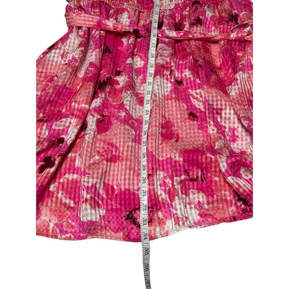 Lane Bryant Dress Size 22 Pink Smocked Cuff-Sleeve Square-Neck Fit & Flare Belt - Picture 12 of 13